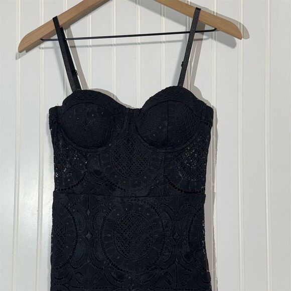 Trixxi Black Lace Bustier Midi Dress Juniors 5 Goth Fairy Grunge Y2K Party - Picture 2 of 8